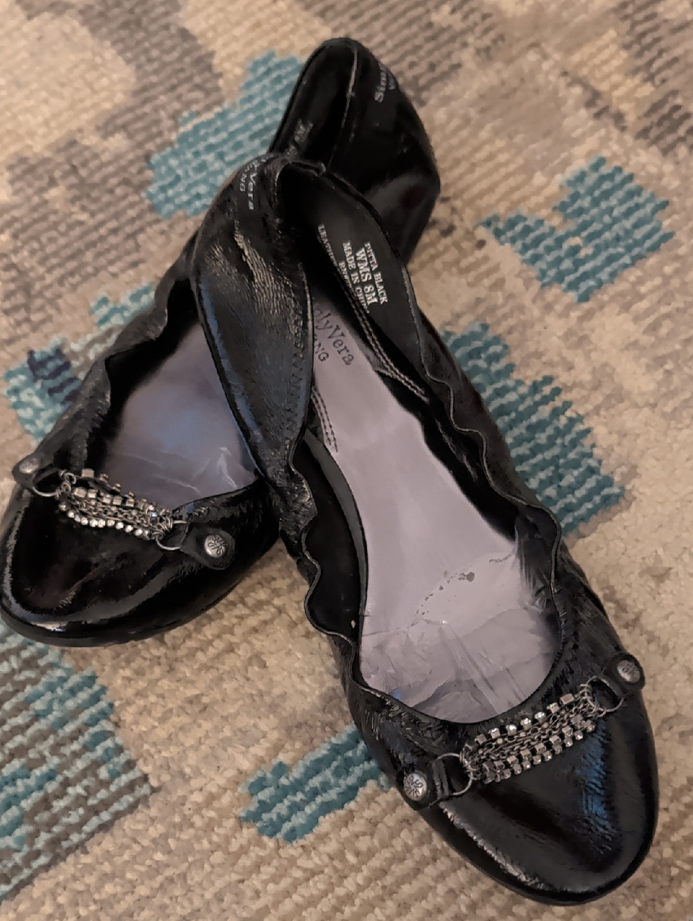 Simply Vera Vera Wang Black Chain-Embellished Ballet Flats